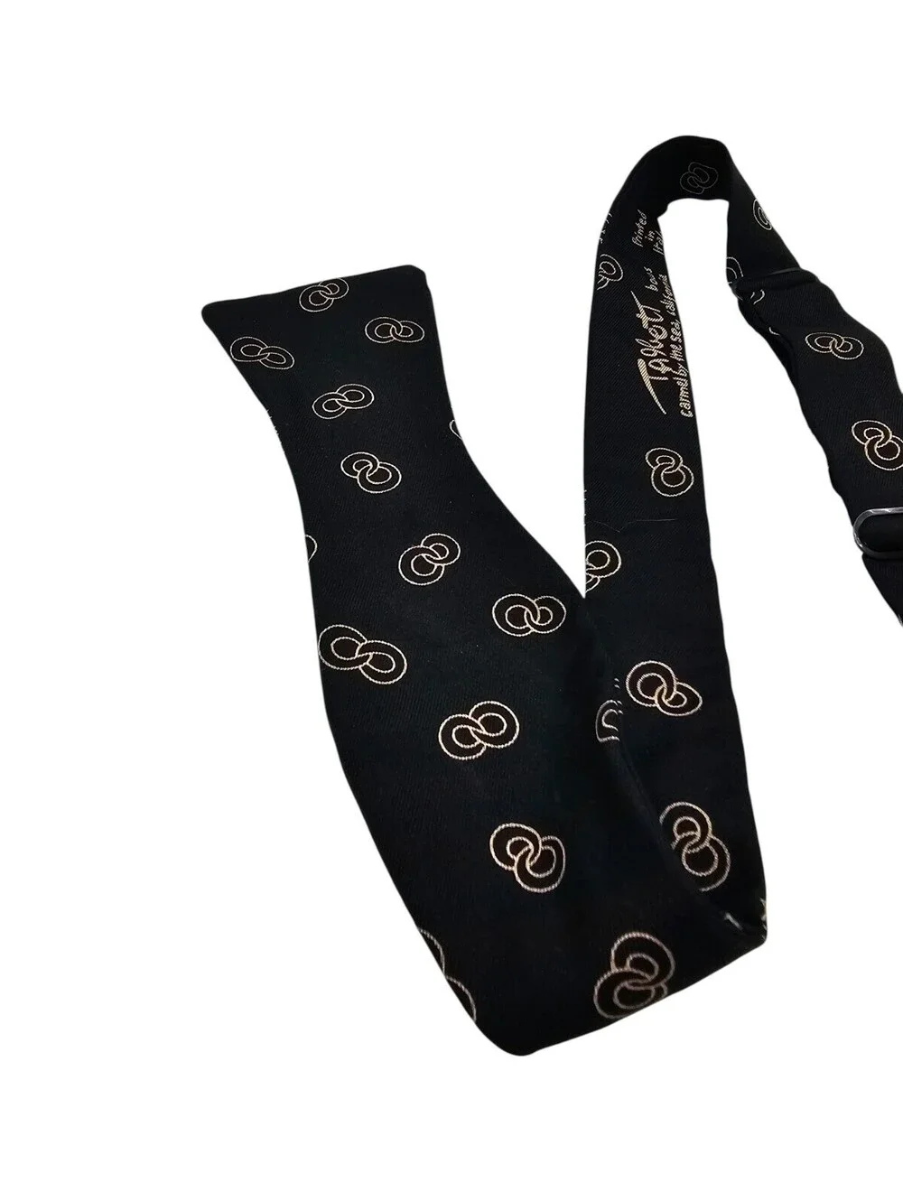 Vintage Robert Talbott Italy Mens Self Tie Bowtie Black Cream Formal